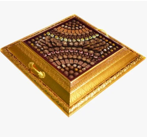 Bandejas Organizadoras de Chocolate de Latón, Vajilla para Fiestas y Bodas, Diseño Antiguo Decorativo, Forma Rectangular, Bandeja para Postres y Chocolates - Product Image 1