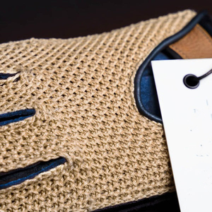 Gants en cuir pour poignets avec paume tricotée respirante, style uni, pour usage extérieur printemps-été - Product Image 4