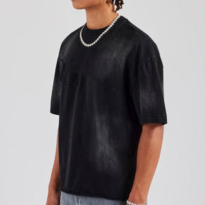 T-shirts pour hommes du fabricant imprimés numériquement 100% coton biologique épaule lourde Vintage de haute qualité tricoté à l'acide - Product Image 2