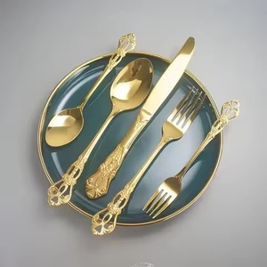 Modern Stainless Steel <b>Flatware</b> <b>Set</b> with High Mirror Polish and Textured Handle for Wedding Dining Use - Product Image 5