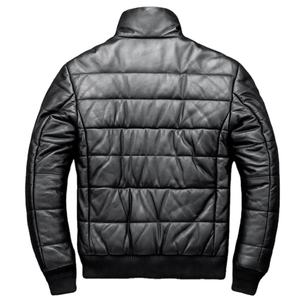 Abrigo cálido de invierno para hombre con cuello levantado capa superior abajo algodón piel de oveja cuero Real Delgado diseño grueso tela de lona - Product Image 4