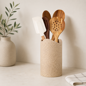 Premium Ceramic <b>Utensil</b> <b>Holder</b> Matte Speckled Finish Tall Body High Capacity Heat Resistant Stable <b>Kitchen</b> Counter organizer - Product Image 1