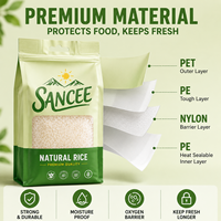 Sacs de stockage alimentaire personnalisés avec logo, recyclables, en BOPP/PE, thermoscellables, à soufflets latéraux, de qualité alimentaire, pour l'emballage du riz, du sucre, de la farine, des graines et des céréales (1 kg-50 kg)