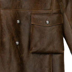 Men Vintage Brown Genuine Leather Jacket With Faux Fur Lining Turn-down Collar Single Button Closure <b>Winter</b> Warm <b>Thick</b> <b>Coat</b> - Product Image 2
