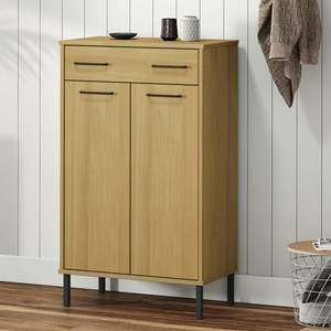 ชั้นวางรองเท้ามาตรฐานทำจากไม้สนสีน้ำตาลและโลหะ - Product Image 1