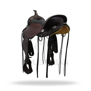 Western Trail Leather Saddle with Brass Hardware Eco-friendly Washable Equestrian <b>Equipment</b> for Horse Riding - Product Image 3