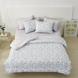 [NONA] DIBAKO AROMA <b>Bed</b> Linen Comforter Set Trendy Ivory Light Gray Pink Floral Pattern Exotic Hotel Bedding Set - Product Image 6