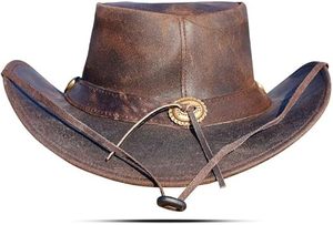 Sombrero de Vaquero de Cuero Vintage de Último Diseño, Ala Ancha, para Caza, Pesca, Deportes, Senderismo, Viajes al Aire Libre - Product Image 2
