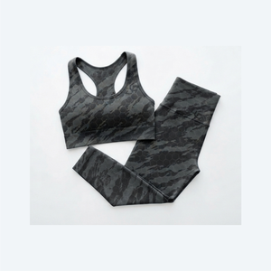 Custom Women's <b>Two</b>-<b>Piece</b> Yoga <b>Set</b> Bra Breathable Quick-Dry Lightweight Shorts Seamless Solid Design Fitness Sports Elastic Waist - Product Image 1