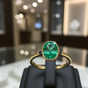 Elegante Anillo de Piedra Hidroprocesada Verde, Plata de Ley 925, Chapado en Oro de 18K, Hecho a Mano, Anillo de Cóctel, Regalo para Ella, Talla US 6 - Product Image 1