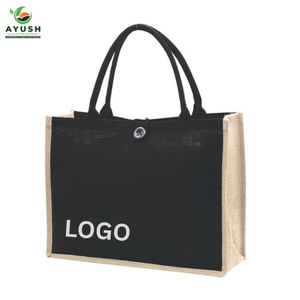 Sac de transport promotionnel personnalisé en jute écologique à double compartiment avec poignées en ruban de coton, réutilisable et pliable pour les campagnes - Product Image 2