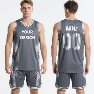 Ensemble de maillots de basket-ball personnalisés pour hommes et femmes, sans manches, col en V, 12 maillots sublimés, respirants, à séchage rapide, en polyester - Product Image 2