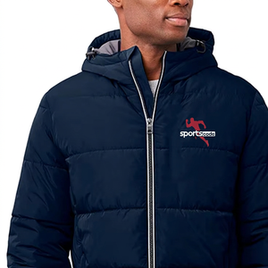 Veste matelassée d'hiver écologique bleu marine pour homme SPORTS CODE, fermeture éclair, style sportif, tissu en toile, 100% fibre de polyester - Product Image 4