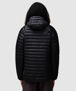 Chaqueta acolchada ligera para hombre, negra, con cuello alto y cremallera, con relleno horizontal. - Product Image 2