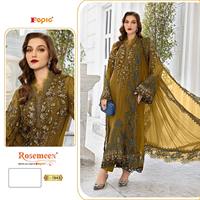 Le luxe dans chaque détail : élégant shalwar kameez en organza brodé à la main avec un bas et une doublure en santoon de qualité supérieure.