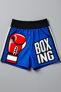 Shorts de boxe actifs en tissu polyester, impression par sublimation personnalisée, logo brodé, respirant, entraînement, taille personnalisée - Product Image 4