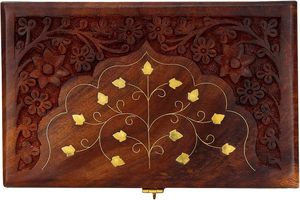 Boîte à bijoux en bois avec incrustation en laiton pour femmes, organiseur de rangement pour bijoux artisanal - Product Image 5