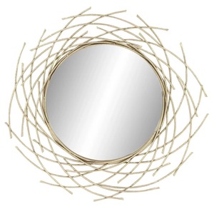 Miroir mural rond en métal doré, cadre décoratif, design d'art moderne - Product Image 3