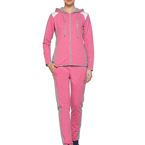 100% Cotton Fleece loose Fit Stylish Baggy Zip Up Tracksuit for Women Wholesale Logo Screen Printed Women Zip Sweatsuits Cotton - Product Image 1