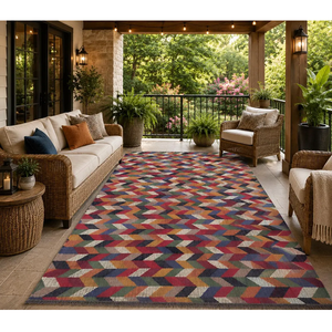 Handmade Modern Tribal Carpet Colorful Wool Jute Area <b>Rug</b> Indian Dhurrie Decor Geometric <b>Boho</b> Kilim Farmhouse Living Room - Product Image 1