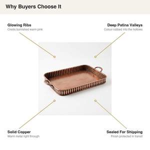 Nueva Bandeja de Servir de Cobre de Alta Calidad con Diseño Clásico, Bandeja de Metal de Cobre para Servir Alimentos, Apta para Uso Alimentario, Decorativa, para Mesa - Product Image 6