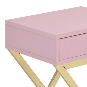 Mesa auxiliar rectangular de 1 cajón en rosa y dorado para muebles de sala de estar - Product Image 5