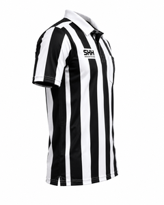 Camiseta de Árbitro de Fútbol Personalizada para Hombre, a Rayas Blancas y Negras, Cuello Polo, Bolsillo en el Pecho, Manga Corta, Jersey Profesional para Oficiales de Juego - Product Image 5