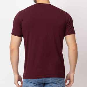 T-shirt pour homme, col rond, manches courtes, coupe ajustée, jersey tricoté, 100% coton, couleur unie, longueur normale - Product Image 4