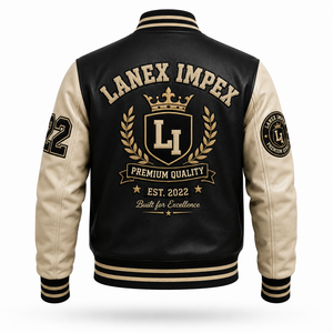 Custom OEM Varsity Letterman Jacket Men Leather Baseball College Jacket Embroidered Chenille Patch Bomber Jacket Bulk Wholesale - Product Image 3