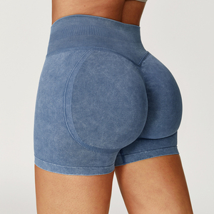 Shorts de course sans couture en spandex pour femme, effet froncé aux fesses, compression ventre plat, vêtements de sport yoga respirants, grandes tailles imprimées - Product Image 2
