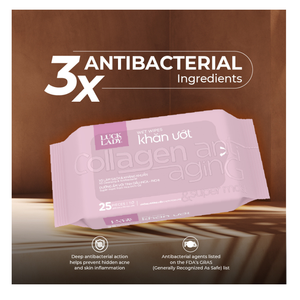 Toallitas Húmedas Luck Lady de Marca Privada, Paquete de 10, con Colágeno Antienvejecimiento, Rosa Iluminadora, Árbol de Té Antibacteriano, Cuidado de la Piel para Adultos, Vietnam - Product Image 3