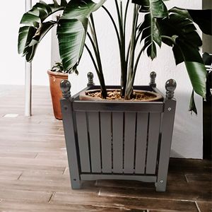 Pot à fleurs en bois noir carré pour jardin, véranda, patio, conteneur pour plantes et légumes, jardinière en bois durable pour extérieur - Product Image 1