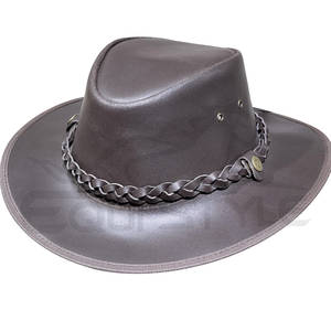 Sombrero de Vaquero Australiano Marrón de Cuero Resistente al Agua con Banda Trenzada, Logotipo Personalizado, Sombreros de Cuero para Hombre al por Mayor - Product Image 1