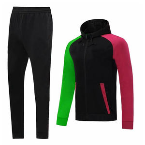 Ensemble de survêtement de football pour homme coupe-vent à capuche, essentiels de l'entraînement, en Spandex/Polyester, taille élastique, poches latérales, pour l'entraînement de football universitaire - Product Image 1