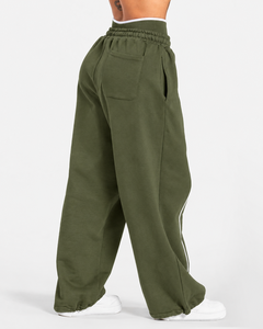 Ensemble décontracté deux pièces pour femme OEM : survêtement zippé contrastant, veste décontractée et pantalon large – Tenue coordonnée – Vêtements en gros - Product Image 6