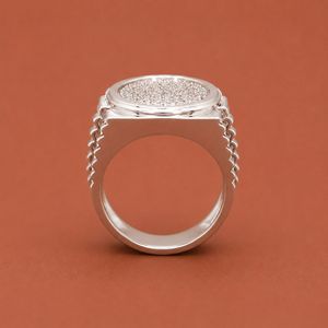 S925 <b>Silver</b> Round Cut Moissanite Diamond Engagement Cluster <b>Ring</b> <b>For</b> <b>Men</b> - Product Image 4