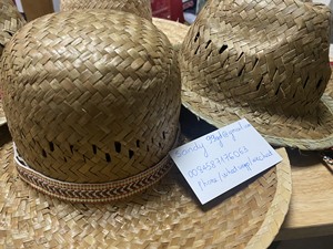 Sombrero clásico tejido a mano de hierba marina a rayas / Sombrero redondo de paja con logo de cinta para promoción, fiestas informales, actividades al aire libre, unisex - Product Image 4