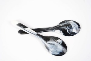 Decorative serving spoons in a set of <b>2</b>, <b>black</b> and <b>white</b> marbled - Product Image 3