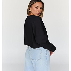 Sudadera Personalizada para Mujer, de Alta Calidad, 100% Algodón, Estilo Urbano Otoñal, Manga Larga, 360g, Corte Recortado, Bordada - Product Image 4