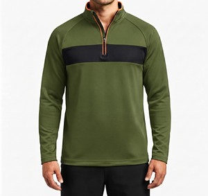 Custom <b>Men's</b> Fleece Quarter Zip <b>Pullover</b> Jacket Breathable Eco-Friendly Quick Dry Athletic Training Running Sportswear Wholesale - Product Image 1