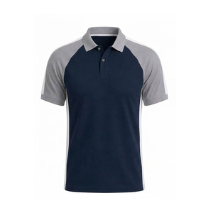 Polo homme de haute qualité en coton polyester, style streetwear, à blocs de couleur et manches raglan - Product Image 1
