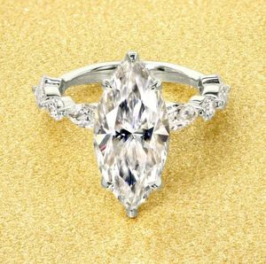 Bague en Moissanite taille Marquise en Argent Sterling 925 Plaqué Or 14K, Luxe et Élégance, pour Fiançailles, Mariage, Fête, Promesse, Cadeau - Product Image 2
