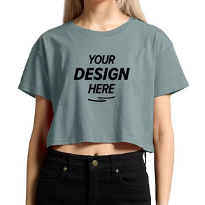Ladies <b>White</b> <b>Short</b> <b>Sleeve</b> Summer Casual Plain Crewneck Crop T <b>shirt</b> Mockup Customizable Blank Tee Cotton Blend Crop T <b>Shirt</b> - Product Image 4