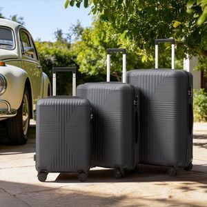 Set di Valigie Trolley 3-in-1 con Serratura Personalizzata Non-TSA, Grigio Scuro, 20, 24, 28 Pollici, in PP - Product Image 2