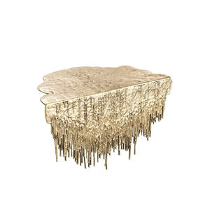 Table console décorative abstraite en or champagne avec franges, sculpture moderne en métal pour salon, entrée, hall d'hôtel. - Product Image 6