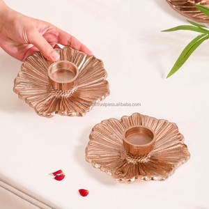 Indian Handicraft Filigree Vintage Metal Leaf Shape <b>Tealight</b> <b>Holder</b> - Artisan Pierced Shadow Votive Stand for Festive - Product Image 3
