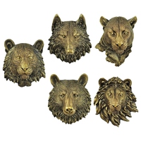 Estatua de Cabeza de Animal Montada en la Pared, Figura Decorativa de Metal 3D de Aluminio, Adorno Artístico Extravagante de Lobo para Sala de Estar
