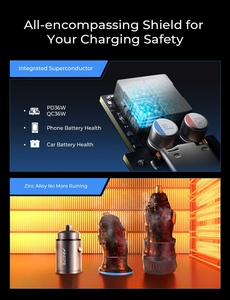 Cargador de coche de carga rápida de alta velocidad PD QC3.0 puerto dual Metal USB C enchufe de encendedor de cigarrillos para <span class=keywords><strong>iPhone</strong></span> Samsung - Product Image 6