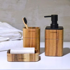 Custom Wooden <b>Bathroom</b> Organizer <b>Set</b> Luxury Handmade Countertop <b>Accessories</b> for Hotel Spa <b>Bathroom</b> Decor Wholesale OEM - Product Image 4