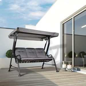 Dondolo da Giardino Nero a 3 Posti con Cuscini Rimovibili Imbottiti e Tettuccio per il Relax in Giardino - Product Image 2